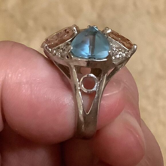 𝅺sterling SILVER MULTICOLOUR CRYSTALS WOMAN RING SIZE US 6.5​ - Picture 5 of 15